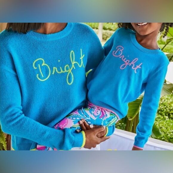 🆕 Women’s Lilly Pulitzer Charlton Sweater Turquoise Oasis Bright Chain stitch XS - Picture 3 of 8